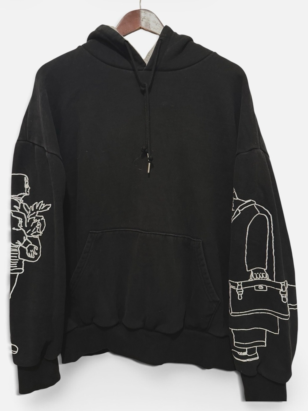 ATTENTION Black Graphic Hoodie Sweater - Men's Size L.